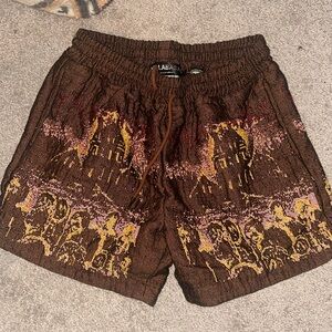 Valabasas Brown Ghost Faces Sweat Shorts
